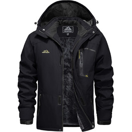 Чоловіча зимова куртка EKENTSON, водонепроникна, вітронепроникна, з підкладкою, для хайкінгу та активного відпочинку, з 4 кишенями (3XL, Чорний)