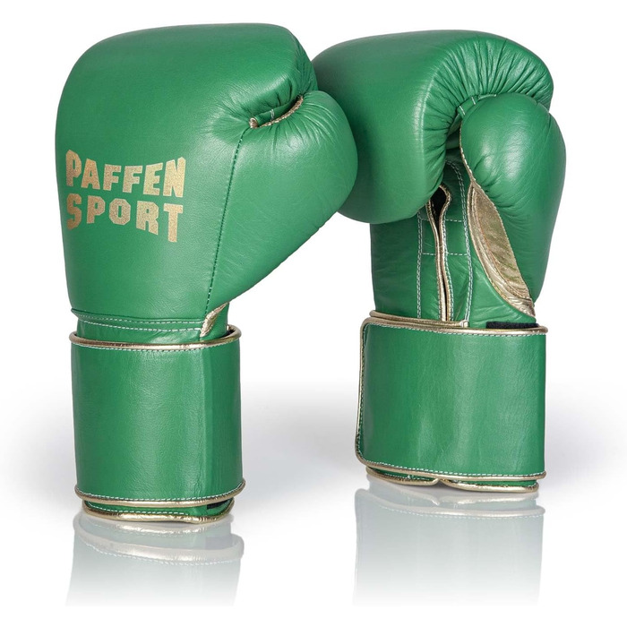 Боксерські рукавички Paffen Sport PRO Wide з клямкою для тренувань та спарингу (14 унцій, зелений/золотий)