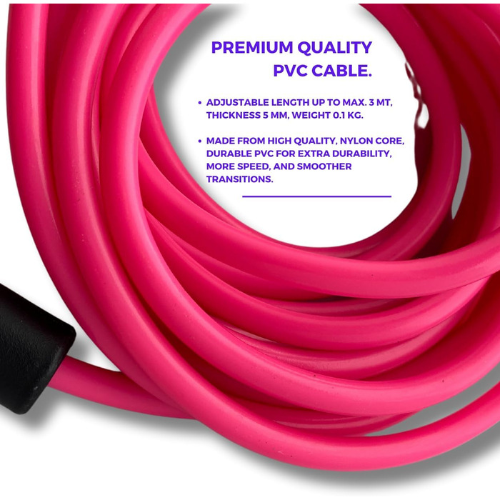Стрибкове канат для боксерів - професійний спортивний канат Elevate - регульований канат для швидкого стрибкування - скакалка для боксерів та бойових мистецтв - для занять в приміщенні та на вулиці - фітнес-канат (рожевий/чорний)