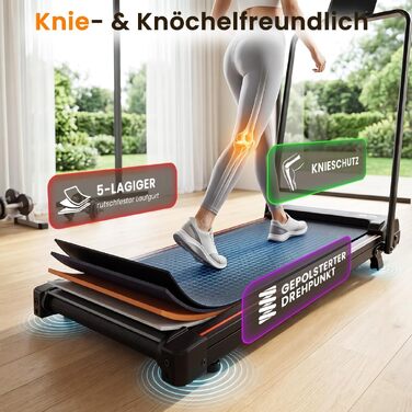 Складана бігова доріжка Dskeuzeew Walking Pad з регулюванням нахилу для дому, чорно-червона
