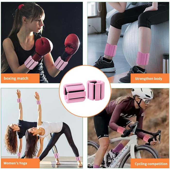 Набір манжет для ніг та зап'ясть з регулюванням ваги, 2 шт (0,45 кг) для фітнесу, йоги, пілатесу та кардіо