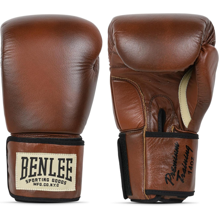 Шкіряні боксерські рукавички BENLEE Premium Training для тренувань, коричневий/чорний/бежевий, 14 oz