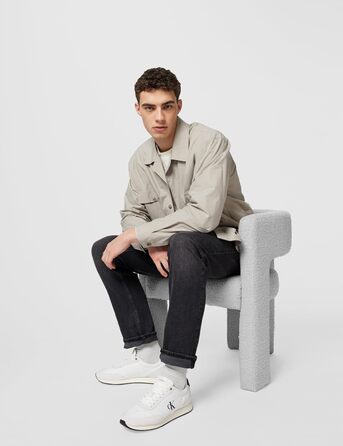 Чоловічі кросівки Calvin Klein Runner Retro Mix з логотипом, білі/чорні, розмір 43 EU