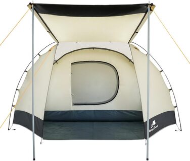 Намет CampFeuer Super+ для 4 особи: великий тунельний намет з 2 входами та тамбуром, 3000 мм водовідштовхування | Груповий, сімейний намет для кемпінгу Sand/Schwarz