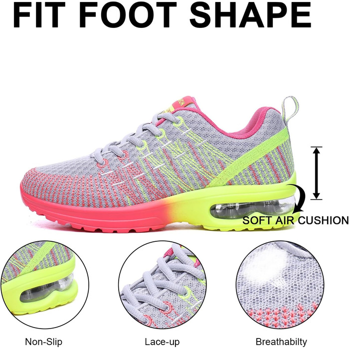 Жіночі кросівки для бігу Hitmars: зручні, дихаючі, з амортизацією, для занять спортом та прогулянок. Розміри EU 36-42, кольори: чорний, сірий