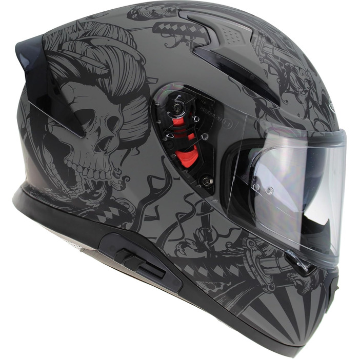 Мотошолом ViPER RSV95 повнолицевий, ECE ACU, з висувним сонцезахисним козирком, унісекс, матовий чорний, XL, Skull Grey