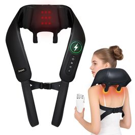 Масажер для шиї та спини Joyset Shiatsu 4D з підігрівом, бездротовий, для зняття болю та розслаблення м'язів. Подарунок для жінок та чоловіків