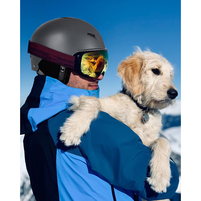 Шолом гірськолижний Victgoal для чоловіків та жінок, сірий, розмір M/L (59-61 см), з підкладкою з флісу та вентиляцією