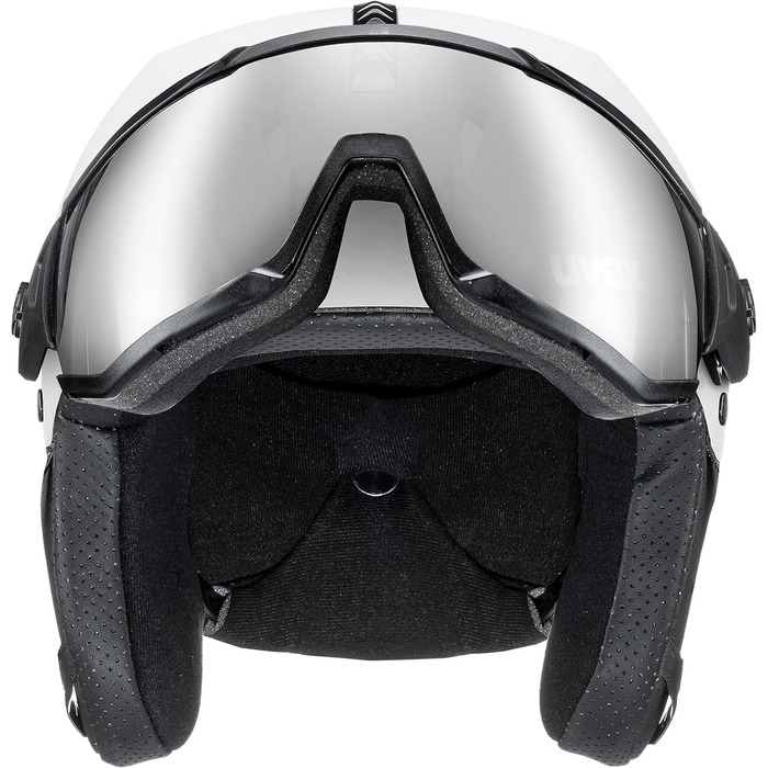 Гірськолижний шолом uvex Instinct Visor з візором, для жінок та чоловіків, регулювання розміру, біло-чорний матовий, 59-61 см