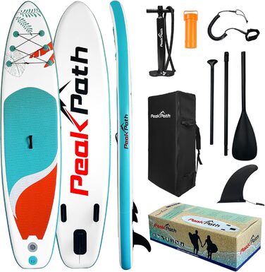 Надувна SUP-дошка Peakpath 15,2 см з аксесуарами: весло, рюкзак, плавник, ремінець, помпа, протиковзке покриття