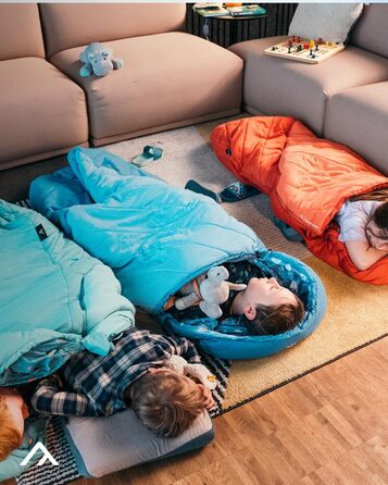 Дитячий спальник Qeedo Buddy Junior для кемпінгу (10-25°C) - 3 сезони, до 140 см (Синій кит)