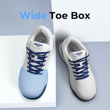 Гольф-взуття FitVille для чоловіків з широкою колодкою. Широкі гольф-туфлі з шнурівкою, дихаючі, для тренувань. Сірий, білий, розмір 40-49 (50 EU, білий, синій)