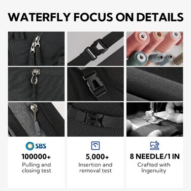 WATERFLY міський рюкзак 20 л з відділенням для ноутбука, легкий шкільний рюкзак для чоловіків і жінок, для роботи, спорту, подорожей, трекінгу, міський рюкзак