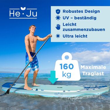 Надувна SUP-дошка He-Ju 335x84x15 см, водонепроникна, для початківців і досвідчених, з аксесуарами, синя