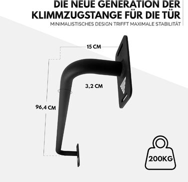Климмер GORNATION для дверного прорізу: турнік, бруси для підтягувань, віджимань та інших вправ. Ідеально для калістеніки та загального фітнесу (чорний).