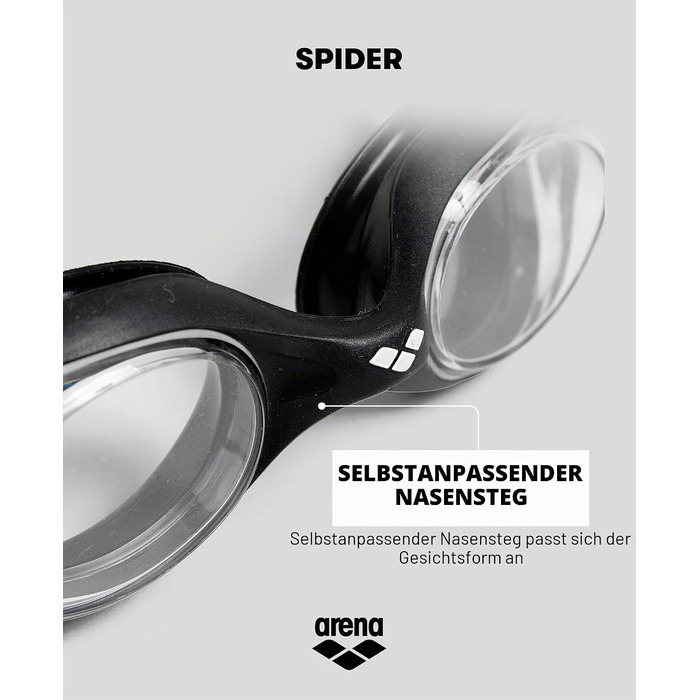 Окуляри для плавання ARENA Spider Anti-Fog Unisex (дорослі), з UV-захистом, силіконовими ущільнювачами (блакитні, smoke-mint-black)