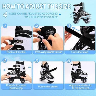 Дитячі ролики DUZSKJ для хлопчиків та дівчаток, регульовані, з підсвіткою, 4 розміри, для початківців