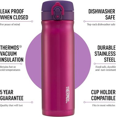 Термосова пляшка Thermos Pink 470 мл, багаторазова ізольована кавова чашка з нержавіючої сталі для гарячих і холодних напоїв, вакуумна фляга з герметичною кришкою