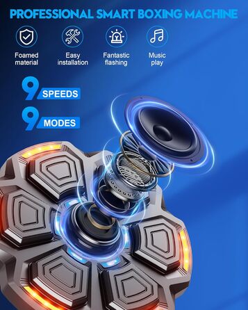 Музична бокс-машина для дорослих Bluetooth з рукавичками, LED підсвічуванням, 9 режимів швидкості та лічильником ударів