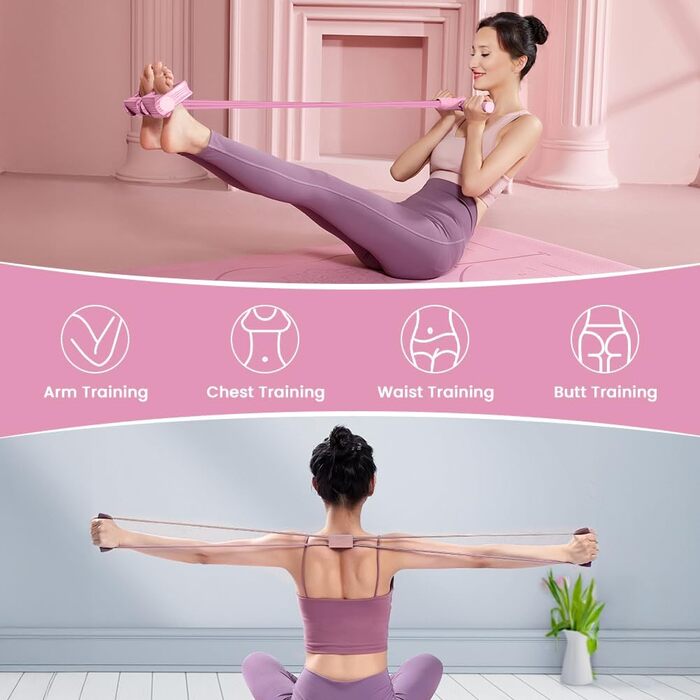 Pilates Ring набір 38 см (Рожевий) з ручками, 6 предметів для йоги, фітнесу, пресу, стегон, ніг