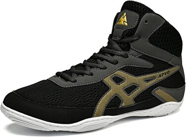 Чоловічі боксерські туфлі для боротьби, дихаючі, неслизькі, зручні хай-топ кросівки для фітнесу, тренувань, бодібілдингу в залі (39 EU, Чорний)