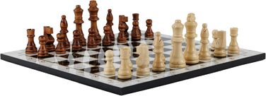 Класична шахова дошка HBS GAMES з білого мармуру, дерев'яна, 37 см, набір для шахів і шашок, ручна робота, сімейна гра