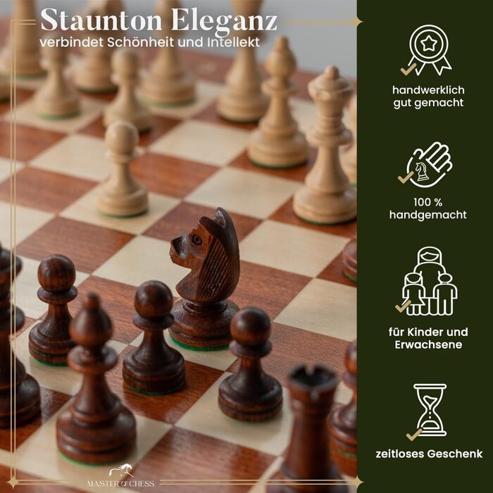Шаховий набір Tournament NO. 7 | Master Of Chess | Розкішний шаховий стіл 50 см | Махагоні та Сикомор, високоякісне дерев'яне шахове дерево Staunton для всіх NO.7 Махагоні & Береза 50 см