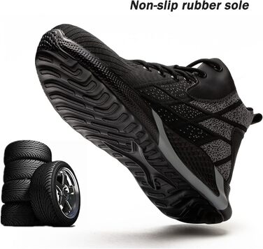 Черевики безпеки легкі чоловічі/жіночі робочі з металевим капом дихаючі антиковзкі черевики з металевим капом 35-48 EU (48 EU, Чорний)