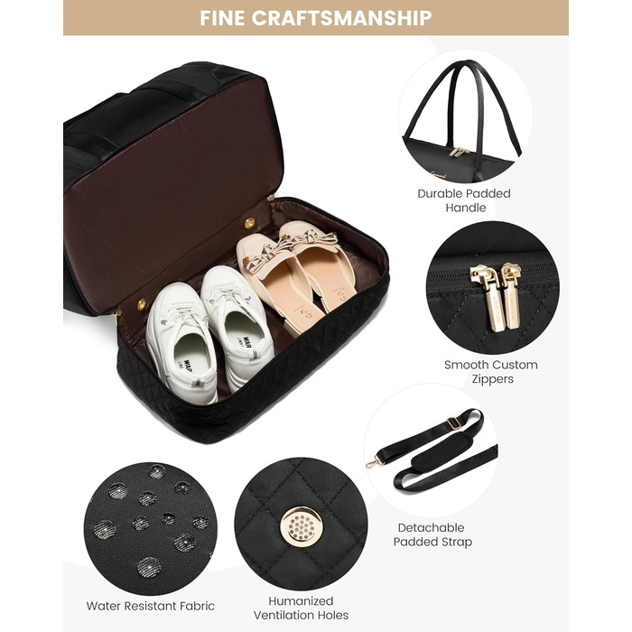 Сумка-мішок LOVEVOOK для жінок: дорожня/спортивна сумка-мішок з відділенням для взуття та мокрих речей, 2 шт. (40л, чорний)