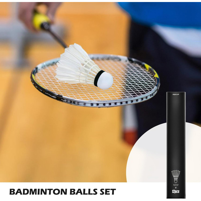 Волан для бадмінтону, 12 шт. - Натуральні пір'я, для гри в приміщенні та на вулиці, міцні та довговічні, білі