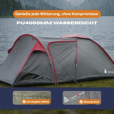 Намет кемпінговий TENTZONE Dome 01 Grey, 2-3 особи, водонепроникність 4000 мм, з ґрунтовою тканиною та вентиляцією