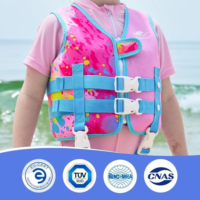 Дитяча жилет-плавучка для купання Gogokids Neopren, рожевий, S (13-30 кг)