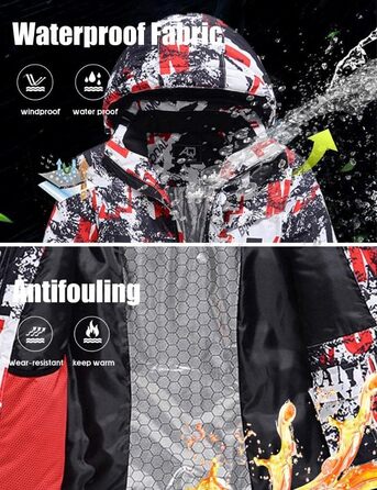 GS SNOWING Комплект чоловічий куртка та штани, ізольований, водонепроникний, сноуборд, для зимових видів спорту #238+Чорний