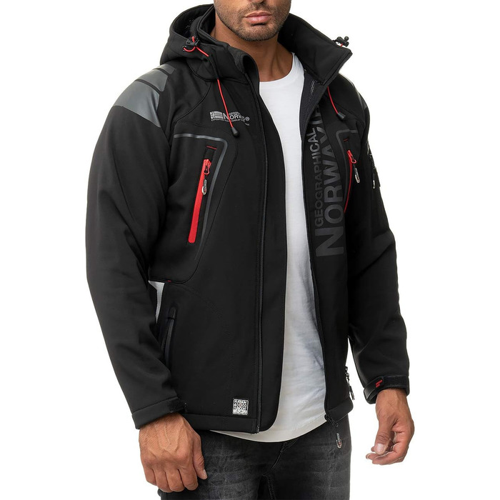 Чоловіча софтшеллова куртка Geographical Norway - функціональна, дихаюча, для активного відпочинку та походів, чорний - 03