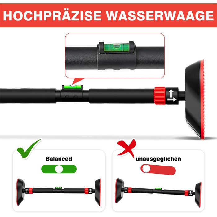 Климмер для дверного отвору FumyFumy, турнік для дверей, обладнання для калістеніки, висувна стійка для підтягувань 73-100 см, вантажопідйомність до 220 кг з сигналізацією безпеки