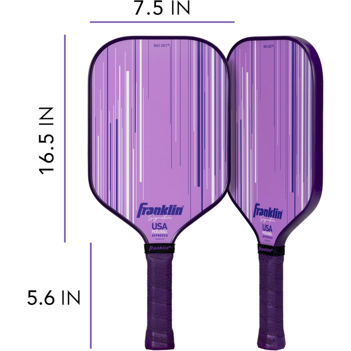 Професійна ракетка для піклболу Franklin Sports Signature Series з покриттям MaxGrit, поліпропіленовий сердечник 13/16 мм, для турнірів, сертифікована USAPA