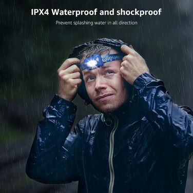 Лепро налобний ліхтар LED перезарядна, 000 люкс, супер яскравий, з червоним світлом та 6 режимами, IPX4 вологостійкий, для кемпінгу та бігу, шт. [з USB кабелем] (Синій, 2)