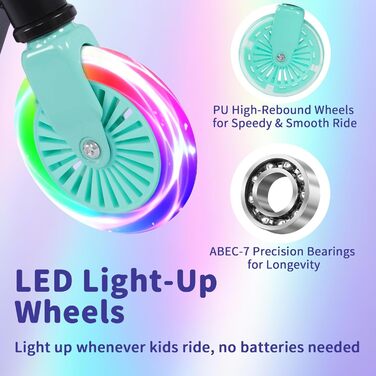 Дитячий самокат BELEEV V3 з LED колесами, складаний, регульований по висоті, для хлопчиків і дівчаток 3-12 років