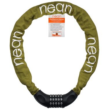 Велосипедне замкове обладнання Nean: ланцюговий замок з кодом, 6 мм, 900 мм, зелений