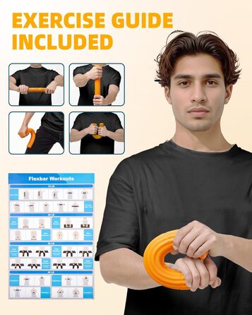 Fitense Flex Therapie Bar Kit: Розвантажувач для зап'ястя (помаранчевий) для тенісного ліктя, гольфарського ліктя та тендиніту. Тренажер для рук, збільшення сили хвата.