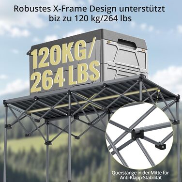 Складний алюмінієвий стіл для кемпінгу Anbte, 122x60x74 см, до 120 кг, для 6-8 осіб, чорний - з сумкою для транспортування