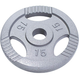 Олімпійські диски GORILLA SPORTS з чавуну, сріблясті, 1,25–20 кг, 50 мм, Tri-Grip – вагові млинці для штанги
