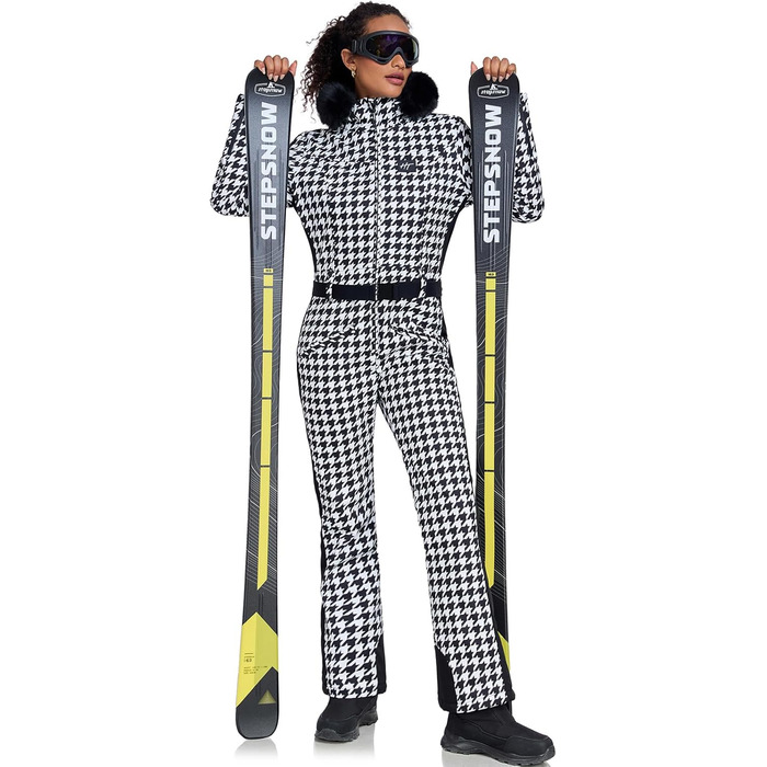 Жіночий гірськолижний костюм-комбінезон HOTIAN. Водонепроникний, вітронепроникний, теплий зимовий костюм для сноуборду та лиж. Білий/Чорний.