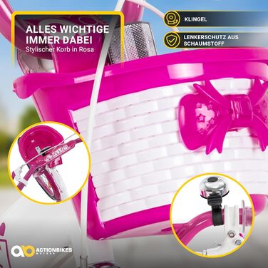 Дитяче велосипед Actionbikes Daisy | 12, 16, 20 дюймів - V-Brake гальма - захист від бруду спереду та ззаду - велосипед для дітей 2-9 років, для дівчаток та хлопчиків