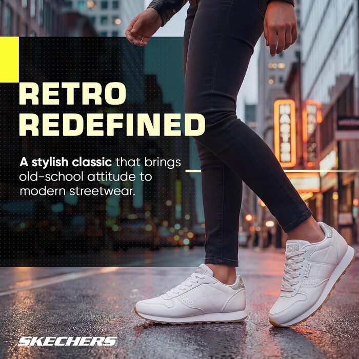 Жіночі високі кросівки Skechers OG 85 Old School Cool білого кольору з глітерним сріблястим оздобленням, розмір 41 EU