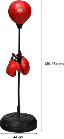 GYMAX Набір для боксу з боксерським мішком 120-154 см, регульований, з рукавичками та насосом, стійка для дітей та дорослих, для боксу, кікбоксингу, швидкісних тренувань, зняття стресу