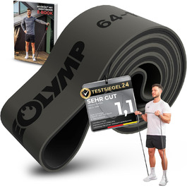 Резистентні гумки Neolymp з натурального латексу з електронною книгою для фітнесу - довгі гумки для силових тренувань, фітнес-гумки, гумки для підтягувань (дуже міцні | 64-116 кг)