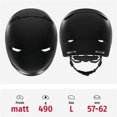 Шолом велосипедний ABUS Stadthelm Scraper 3.0, міцний корпус, чорний (velvet black), L (57-61 см)