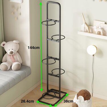 Стійка для м'ячів: сталева стійка для зберігання баскетбольних, футбольних та волейбольних м'ячів (5 тримачів) - економія місця, легка збірка, для внутрішнього та зовнішнього використання