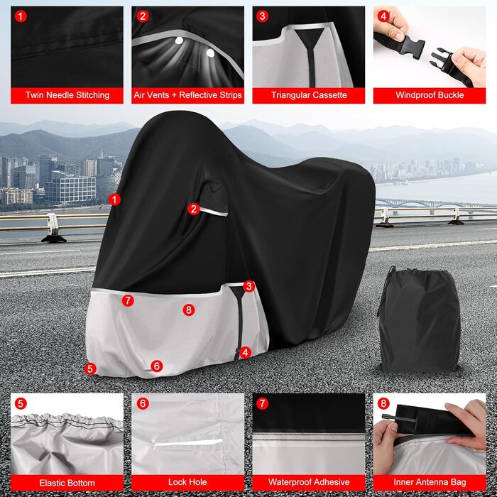 Водонепроникний чохол для мотоцикла Piaggio Vespa GTV GTS GT60/125/200/250/300 (з багажником), 420D Oxford, для зберігання на вулиці